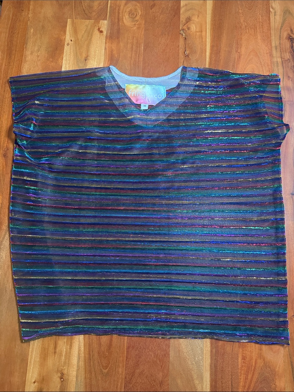 Fringe Studio Kids Shimmery Striped Tee - Blue, Purple, Green, Black -